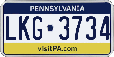 PA license plate LKG3734