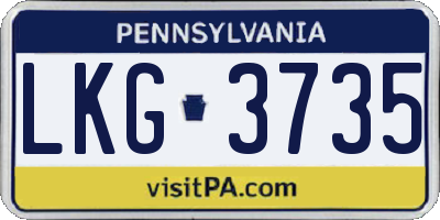 PA license plate LKG3735