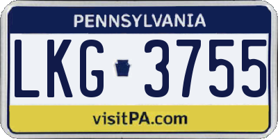 PA license plate LKG3755