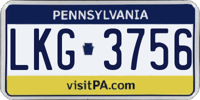 PA license plate LKG3756