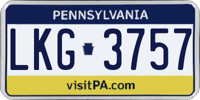 PA license plate LKG3757