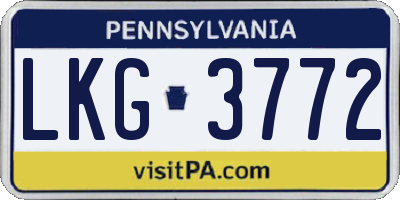PA license plate LKG3772