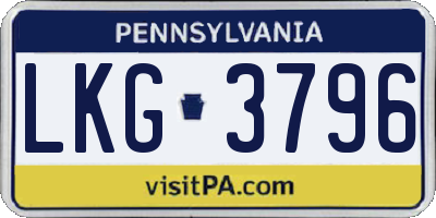 PA license plate LKG3796
