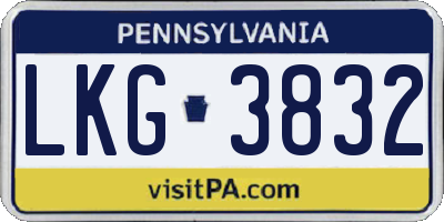 PA license plate LKG3832