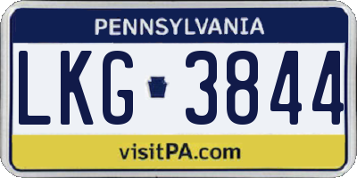 PA license plate LKG3844