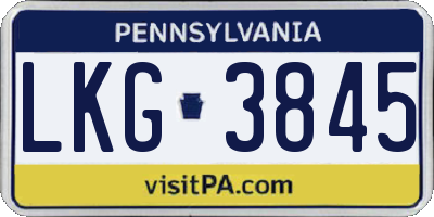 PA license plate LKG3845