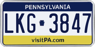 PA license plate LKG3847