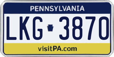 PA license plate LKG3870
