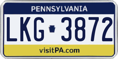 PA license plate LKG3872