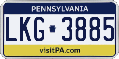 PA license plate LKG3885