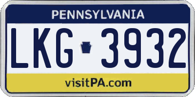 PA license plate LKG3932