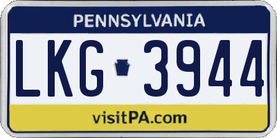 PA license plate LKG3944
