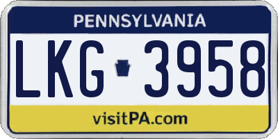 PA license plate LKG3958