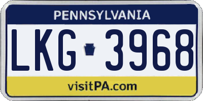 PA license plate LKG3968