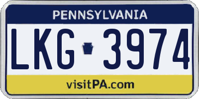 PA license plate LKG3974