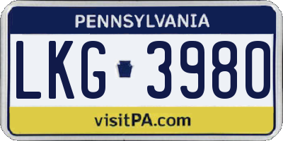 PA license plate LKG3980