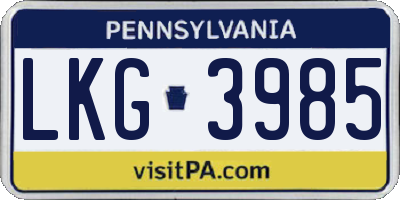 PA license plate LKG3985