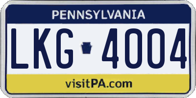 PA license plate LKG4004