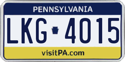 PA license plate LKG4015