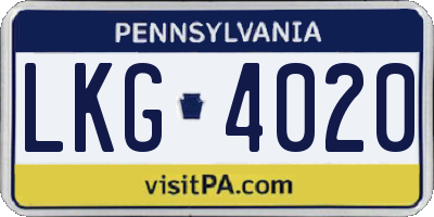 PA license plate LKG4020