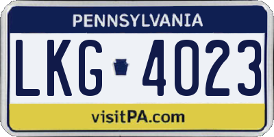 PA license plate LKG4023
