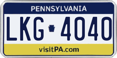 PA license plate LKG4040