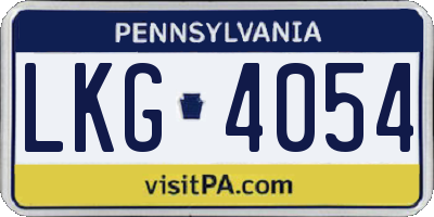 PA license plate LKG4054