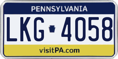 PA license plate LKG4058