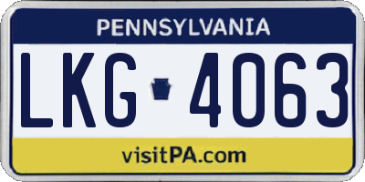 PA license plate LKG4063
