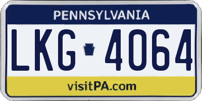 PA license plate LKG4064
