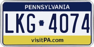 PA license plate LKG4074