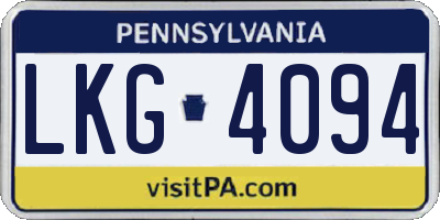 PA license plate LKG4094