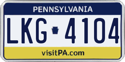 PA license plate LKG4104