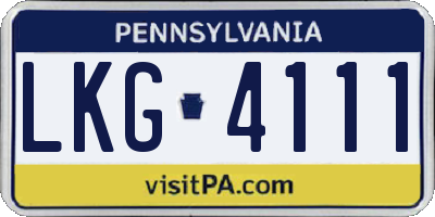 PA license plate LKG4111