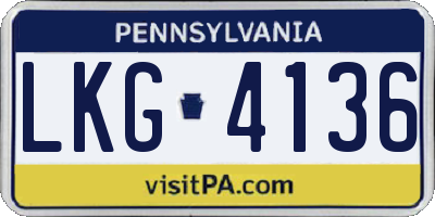 PA license plate LKG4136