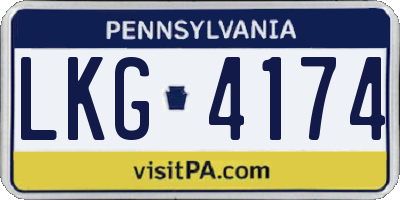 PA license plate LKG4174