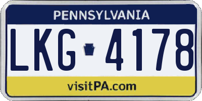 PA license plate LKG4178