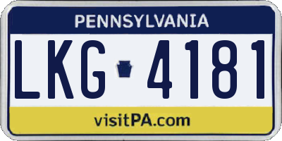PA license plate LKG4181