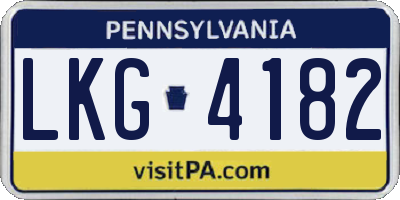 PA license plate LKG4182