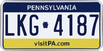 PA license plate LKG4187