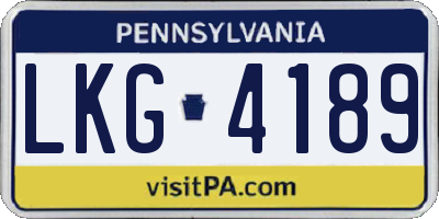PA license plate LKG4189