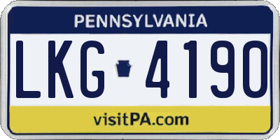 PA license plate LKG4190