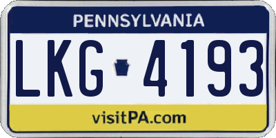 PA license plate LKG4193