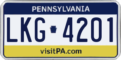 PA license plate LKG4201