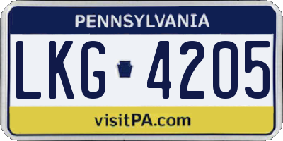 PA license plate LKG4205
