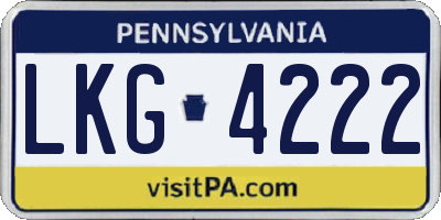 PA license plate LKG4222