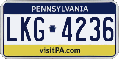 PA license plate LKG4236