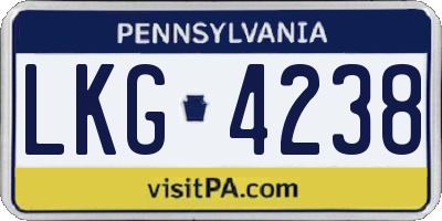 PA license plate LKG4238