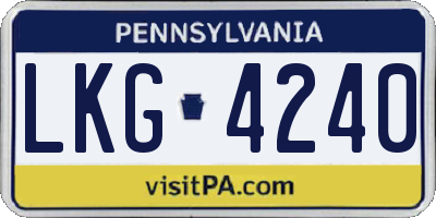 PA license plate LKG4240