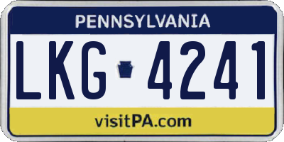 PA license plate LKG4241